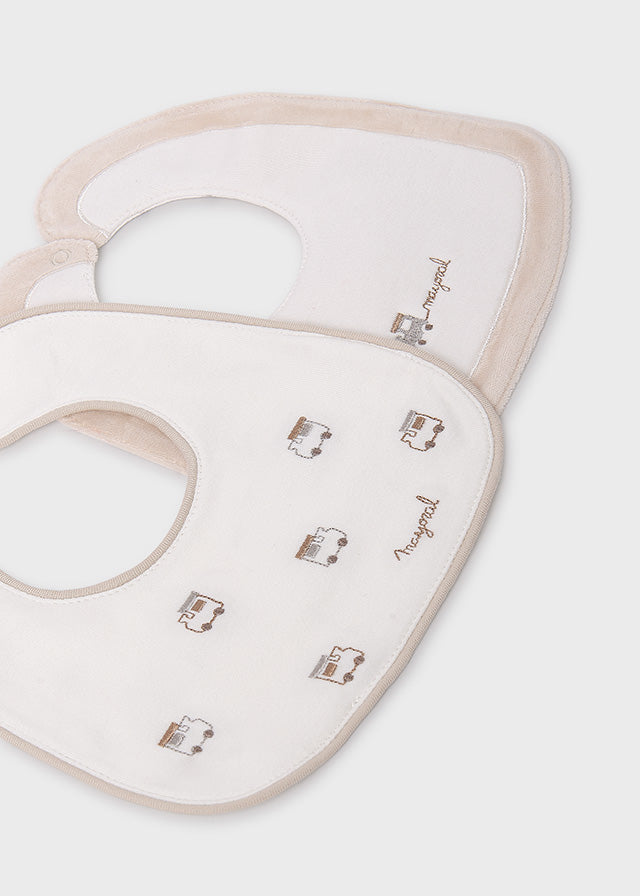 Mayoral Boys 2 Pack Velour Cream Bibs AW25