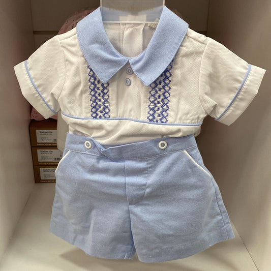 Pretty Originals Boys Shorts And Shirt Set With Smocked Detail SS24
