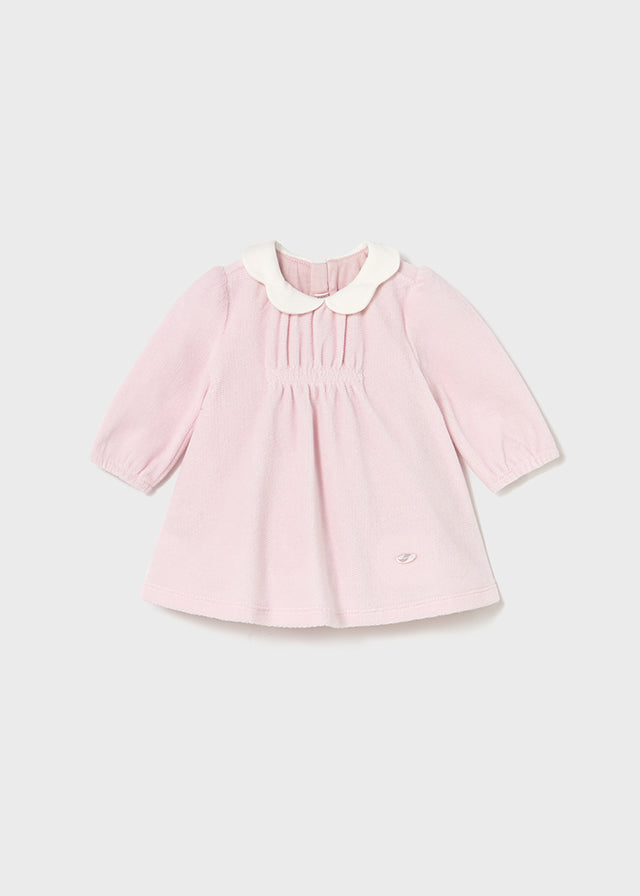 Mayoral Baby Girls Pink Velour Dress AW25