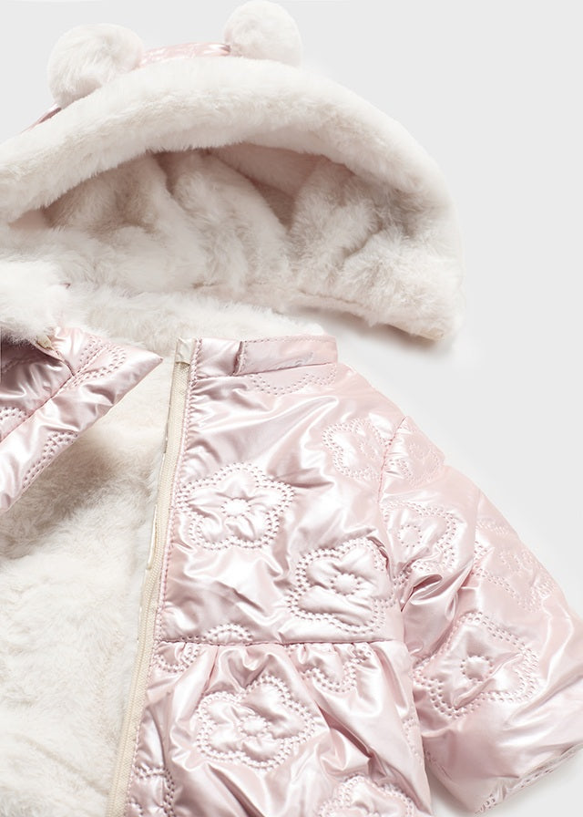 Mayoral Girls Reversible Jacket in Pink or Cream Shimmer AW24