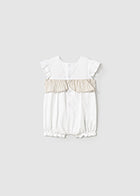 Mayoral Girls Beige Stripe Romper SS25