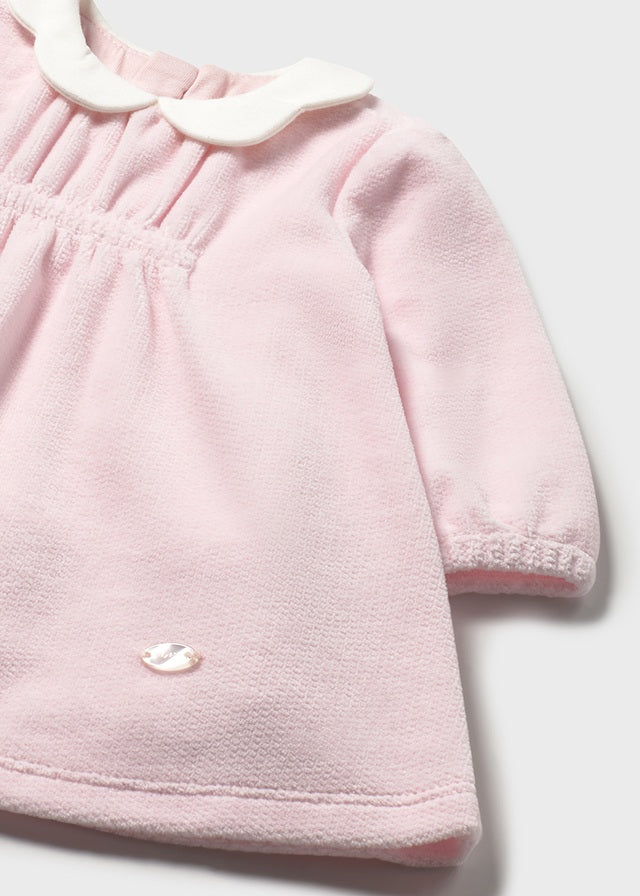 Mayoral Baby Girls Pink Velour Dress AW25