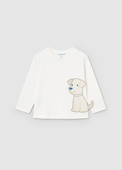 Mayoral Boys Check Trousers And Long Sleeve Dog T-Shirt AW24