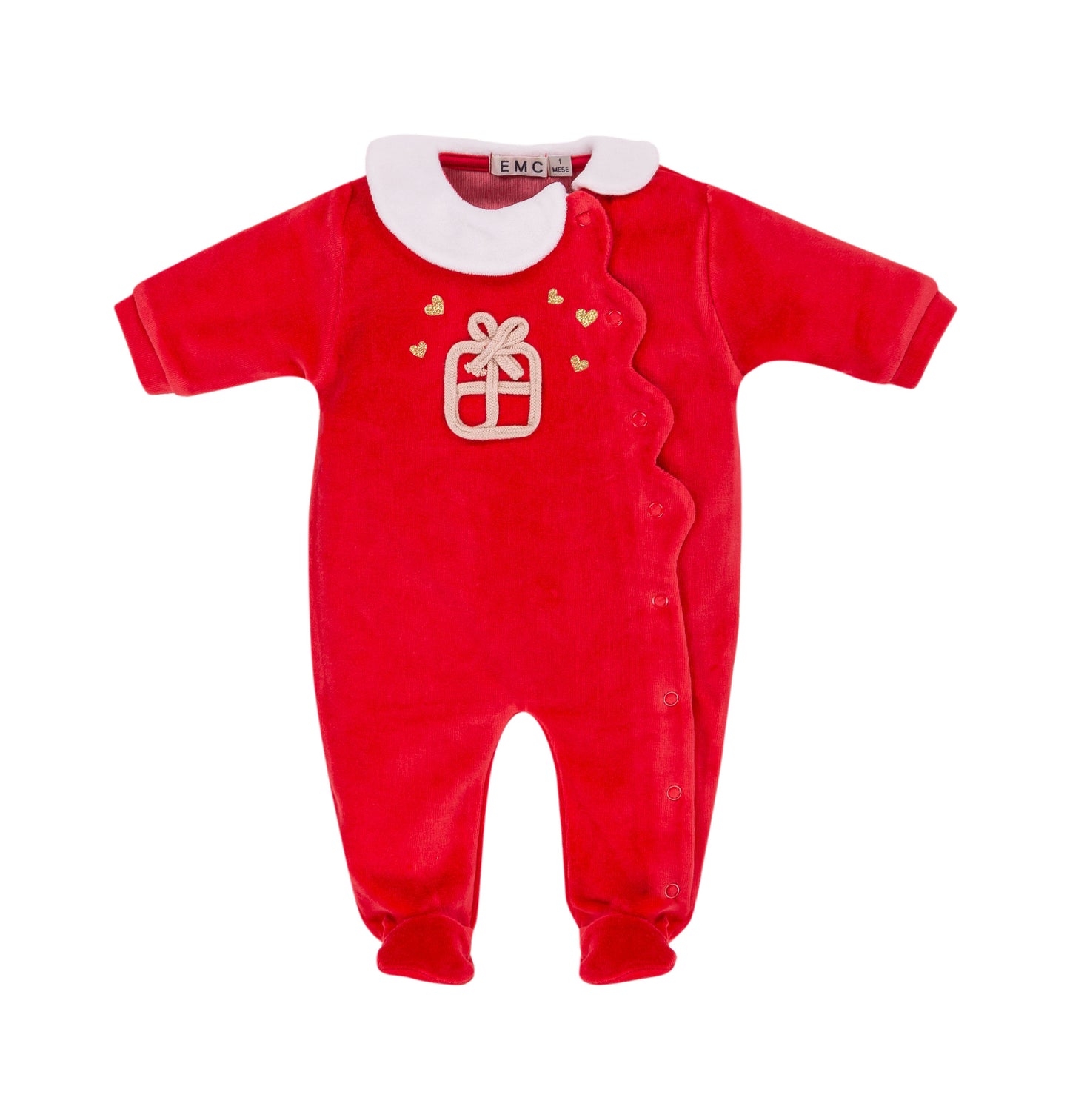 EMC Girls Red Velour Baby Grow AW