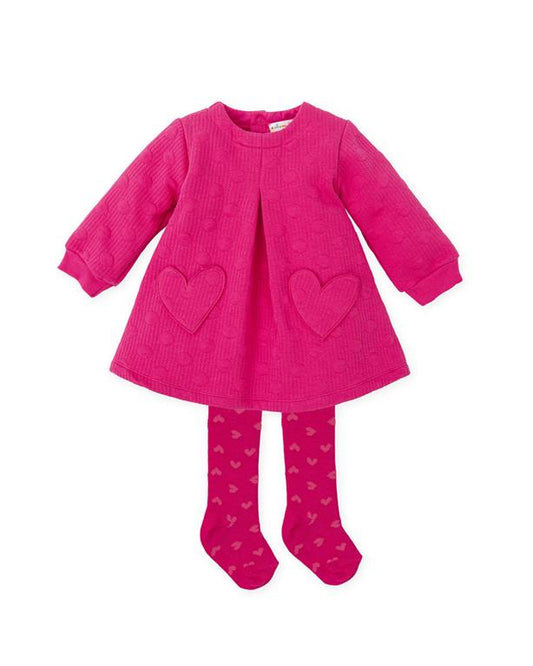 Agatha Ruiz De La Prada Girls Pleated Fuchsia Dress & Tights AW24