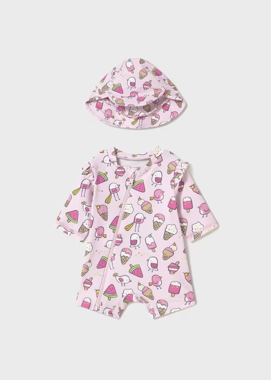 Mayoral Girls Swimwear Bodysuit & Hat SS25