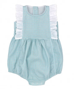 Rapife Girls Turquoise Gingham Romper SS24