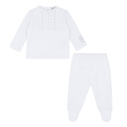 Pastels & Co White/Grey 2 Piece Trouser Set With Feet (Ayden) SS25