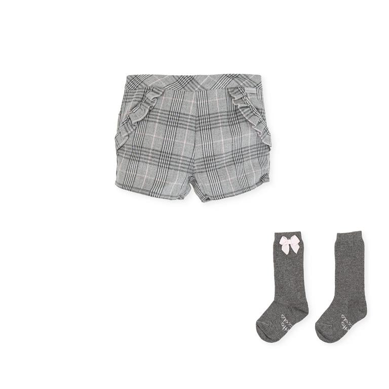 Tutto Piccolo Girls Grey Check Shorts And Socks AW