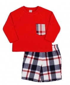 Rapife Boys Red/Navy Check Short and Jumper Set AW