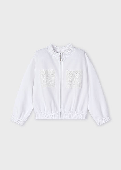 Mayoral Girls White Zipper With Embroidered Pockets SS24