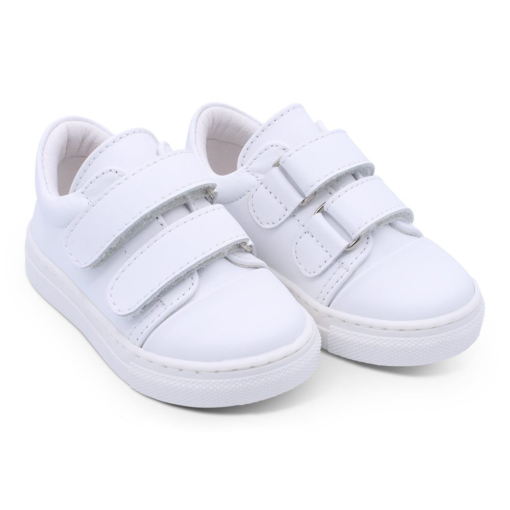 Borboleta Boys White Leather Velcro Trainers Rodrigo