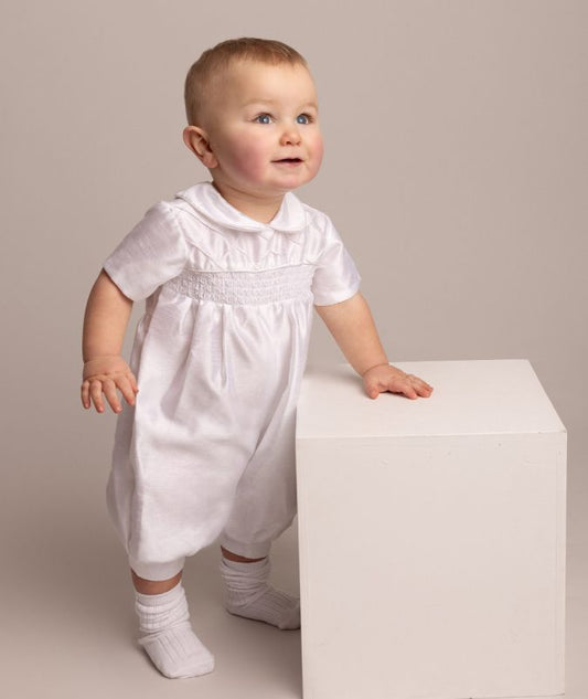 Sevva Boys Christening Outfit in White With Hat