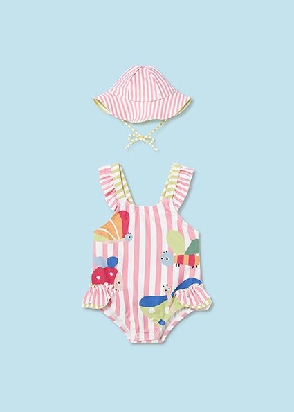 Mayoral Baby Girls Swimsuit and Floppy Hat SS24