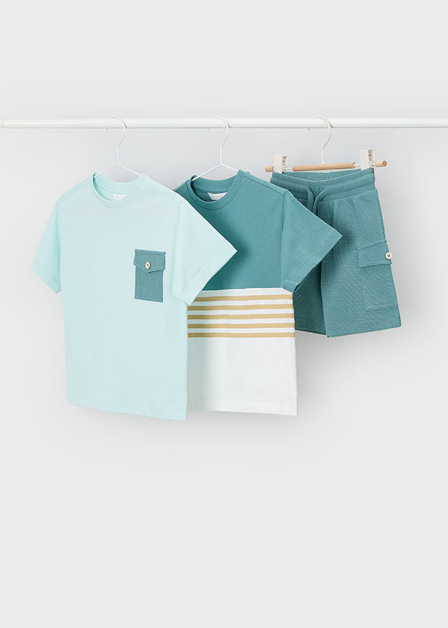 Mayoral Boys 3 Piece Short Set Sage And Beige SS26