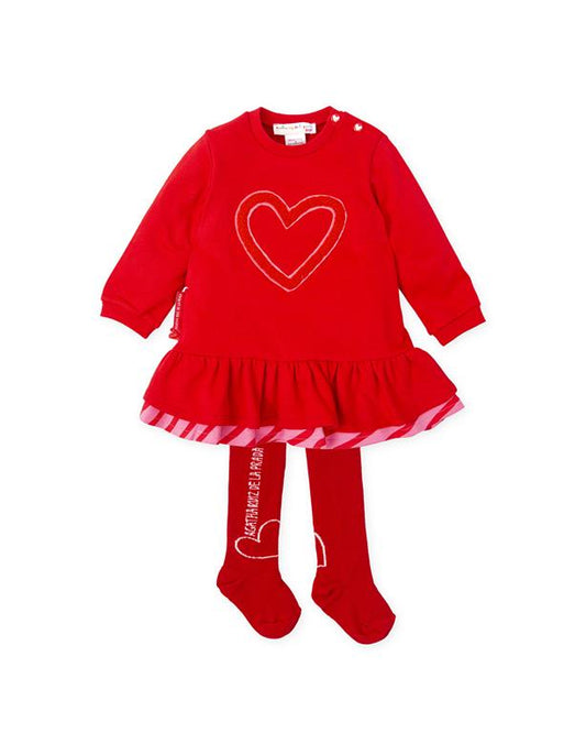 Agatha Ruiz De La Prada Girls Heart Red Dress & Tights AW24