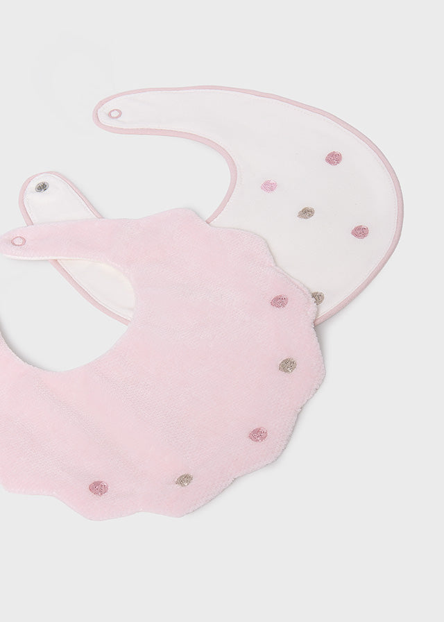 Mayoral Baby Pink or Cream Bibs With Scalloped/Frilled Edge AW25