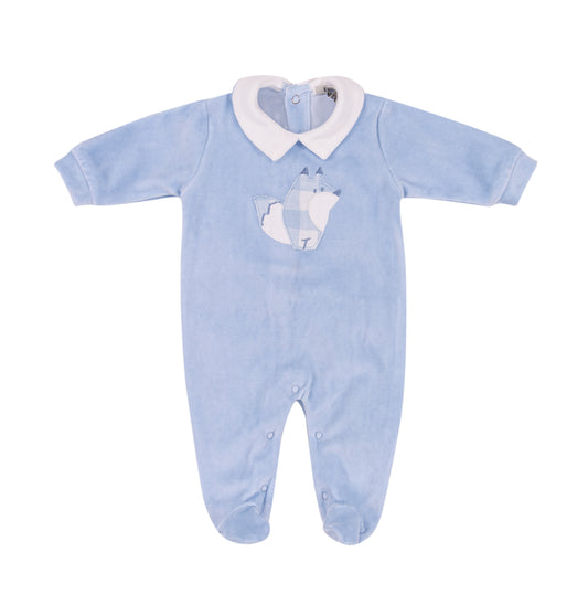 EMC Boys Blue Velour Babygrow AW24