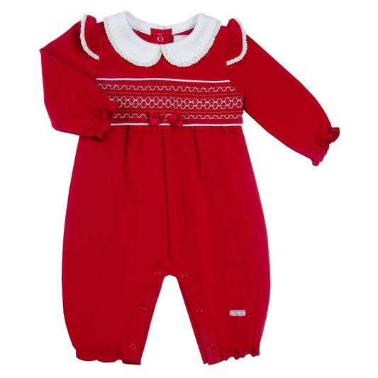 Amore Girls Red Romper with Lace AW24