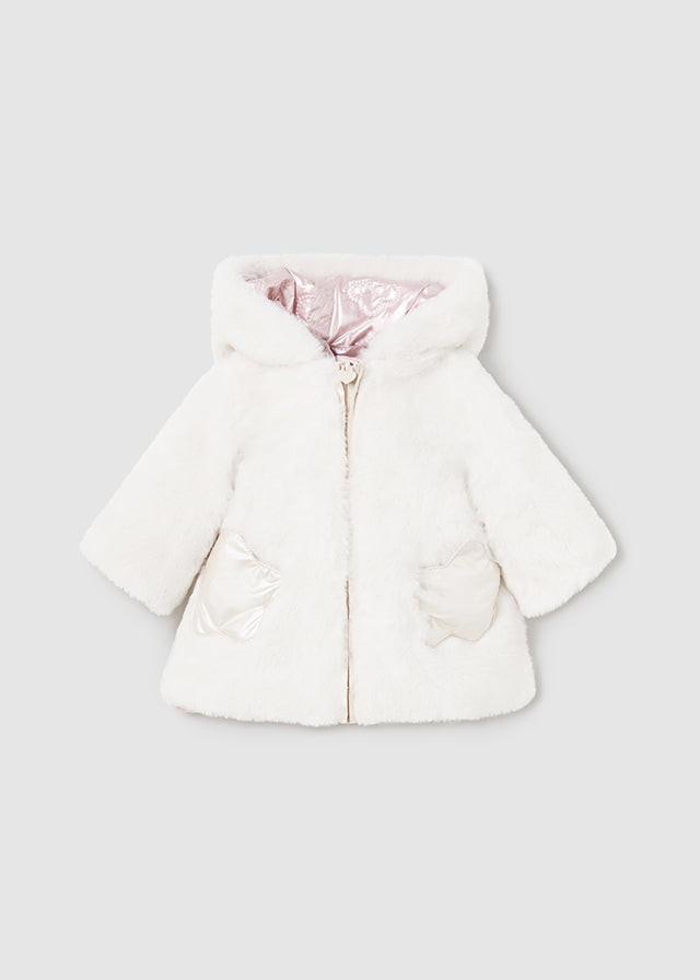 Mayoral Girls Reversible Jacket in Pink or Cream Shimmer AW24