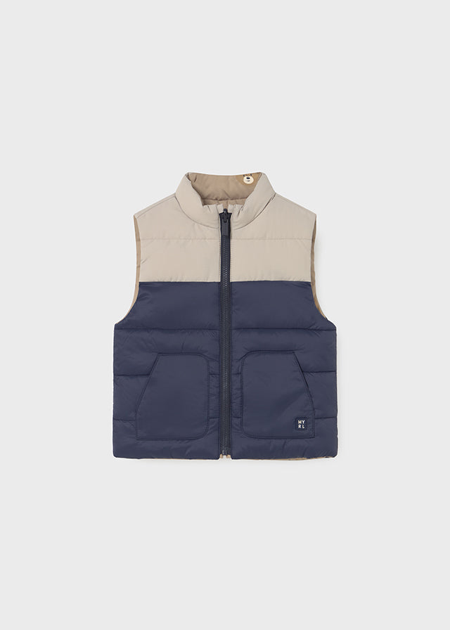 Mayoral Boys Reversible Gilet Navy/Beige AW25