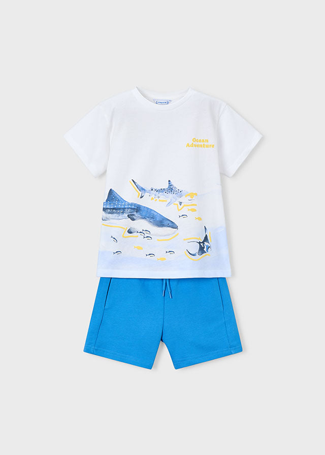 Mayoral Boys Blue Shark Short Set SS26