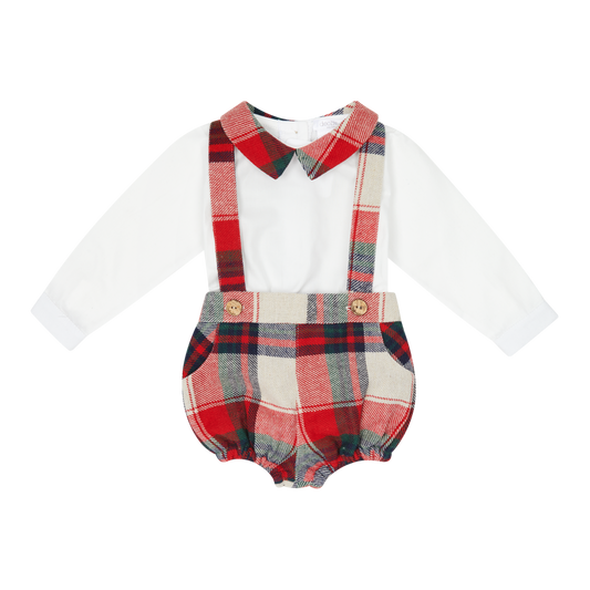 Deolinda Boys Tartan Bloomer Set With Straps AW25