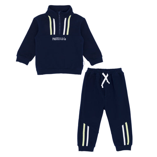 Pastels & Co Boys Navy Half Zip Top and Joggers AW25 Bremner