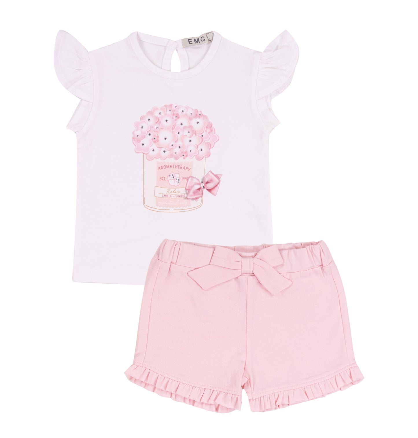 EMC Girls Short Set Pink/White SS25