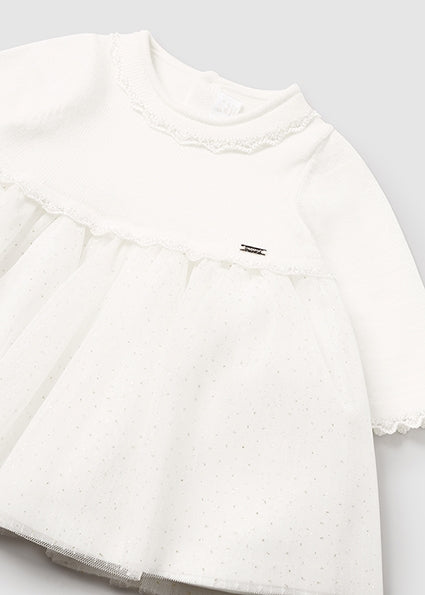 Mayoral Baby Dress in Cream And Gold AW24