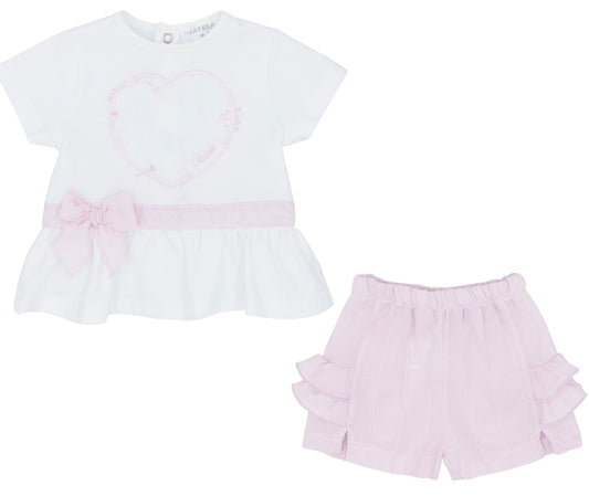 Pastels & Co Girls 2 Piece Pink Short Set Caroline SS24