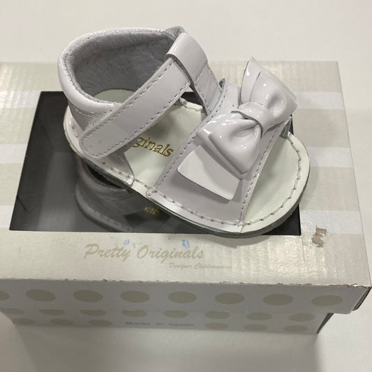 Pretty Originals Girls White Patent Double Bow Sandals SS24