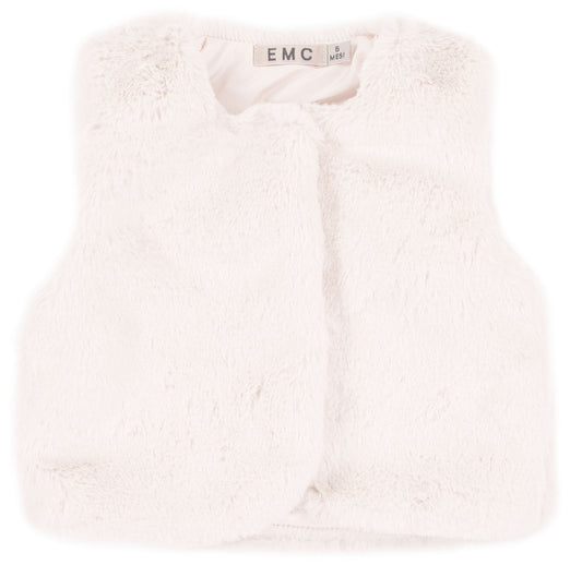 EMC Girls Ivory Faux Fur Gilet AW25