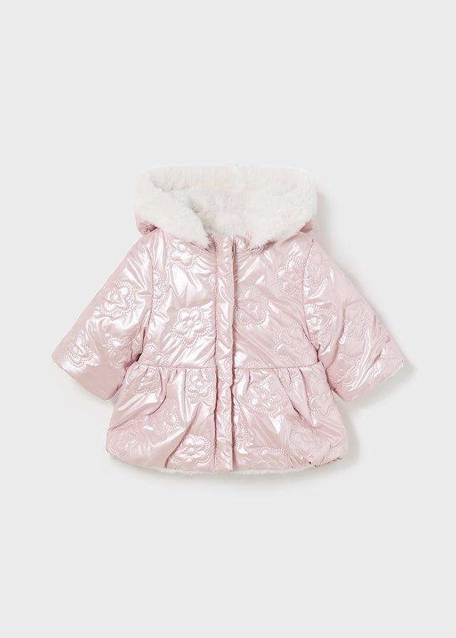 Mayoral Girls Reversible Jacket in Pink or Cream Shimmer AW24