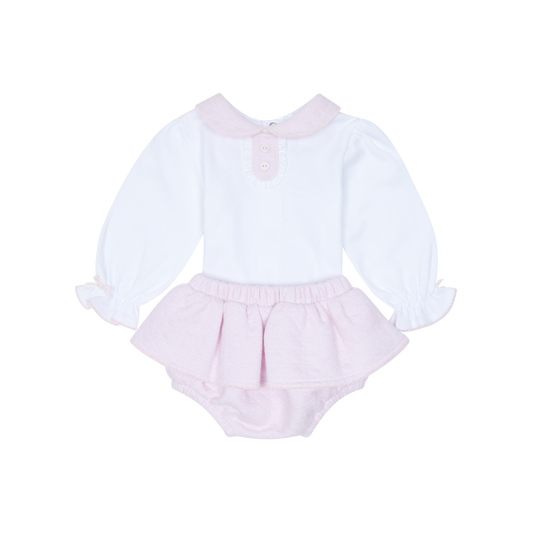 Deolinda Girls Pink And White Jam Pant Set Nevada AW25