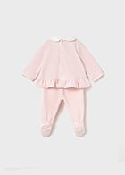 Mayoral Girls Velour Winter White Or Pink 2 Piece Set With Feet AW25