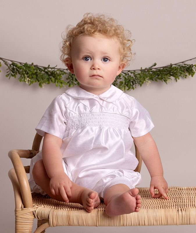 Sevva Boys Christening Outfit in White With Hat