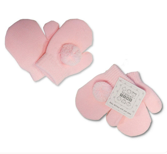Nursery Time Pom Mittens (Various Colours)