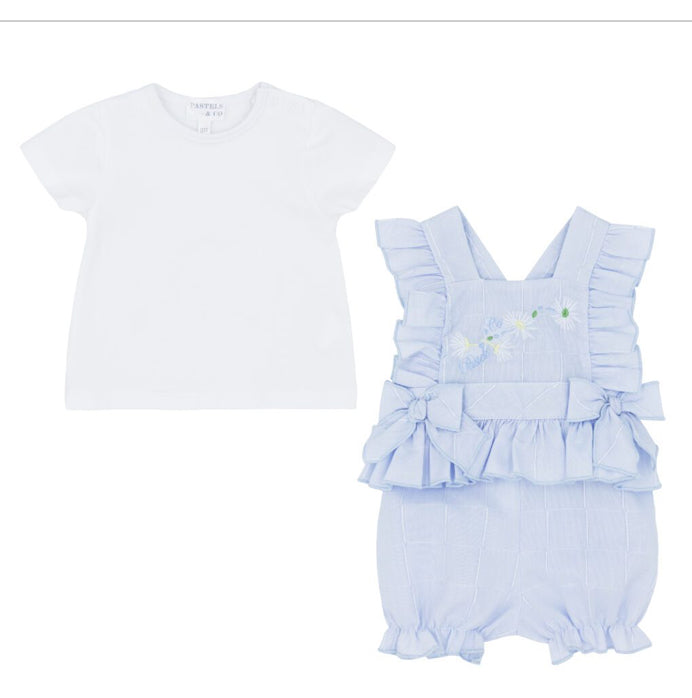 Pastels & Co Girls 2 Piece dungaree Set in Blue Cate SS24