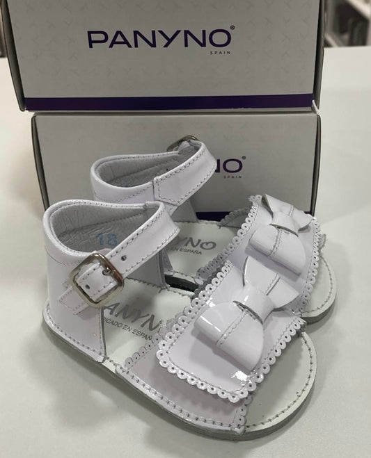 Panyno Girls White Patent Sandals