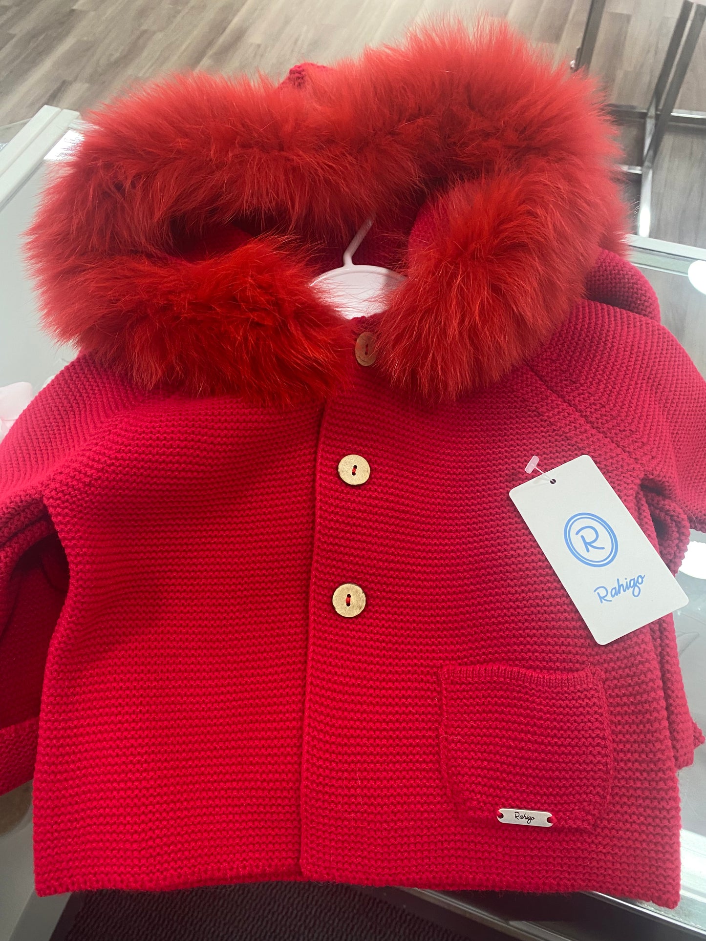Rahigo Red Knitted Jacket With Hood AW