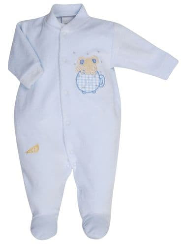 Dandelion Velour Boys Baby Grow (Prem 5-8lb)