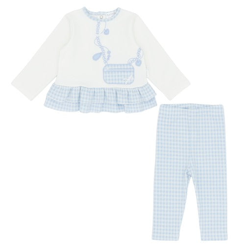 Pastels & Co Girls Blue Chic Checked Leggings Set Cora AW25