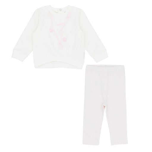 Pastels & Co Pink Check Legging & Sweatshirt Set Connie AW25