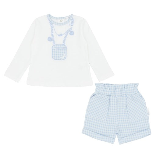 Pastels & Co Girls Blue Checked Short Set Afardor AW25