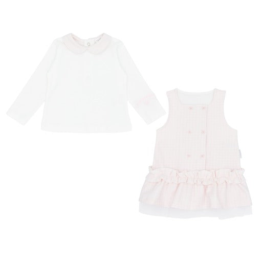 Pastels & Co Girls Pink Chic Checked Pinafore Set Cecilia AW25