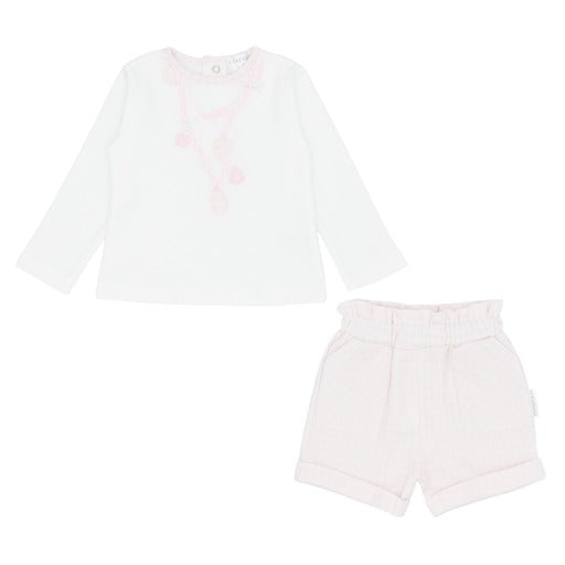 Pastels & Co Girls Pink Checked Short Set Afardor AW25