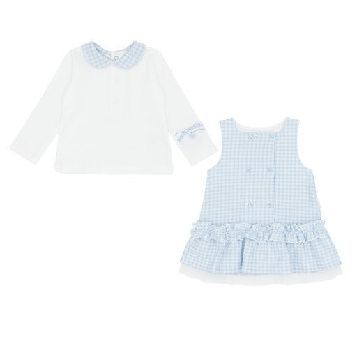 Pastels & Co Girls Blue Chic Checked Pinafore Set Cecilia AW25