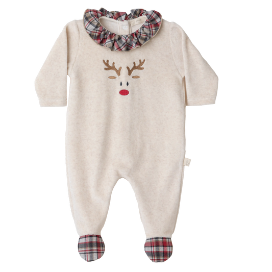 Baby Gi Reindeer Baby Grow Beige / Red Tartan AW