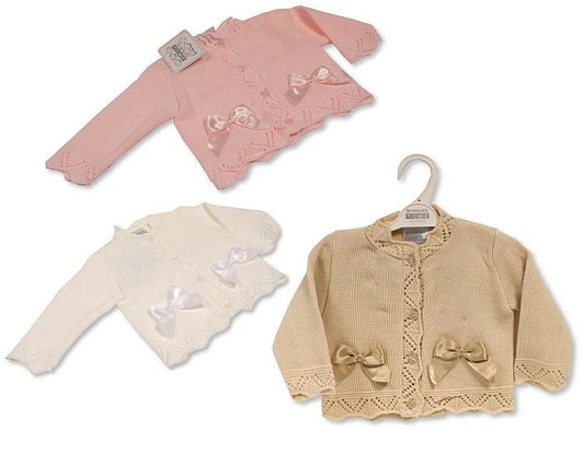 Nursery Time Girls Pink Bow Cardigan